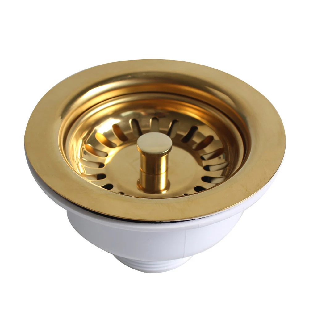 High-Quality 114MM Stainless Steel Sink Dish Drainer Strainer With Gold Plated Kitchen Sink Accessories