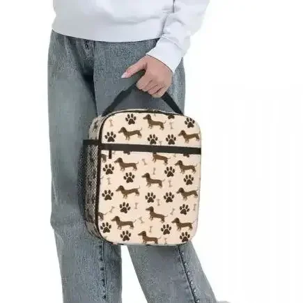 

Dog Insulated Lunch Bag for Women Portable Animal Puppy Lovers Cooler Thermal Tote Bag for Office Work School