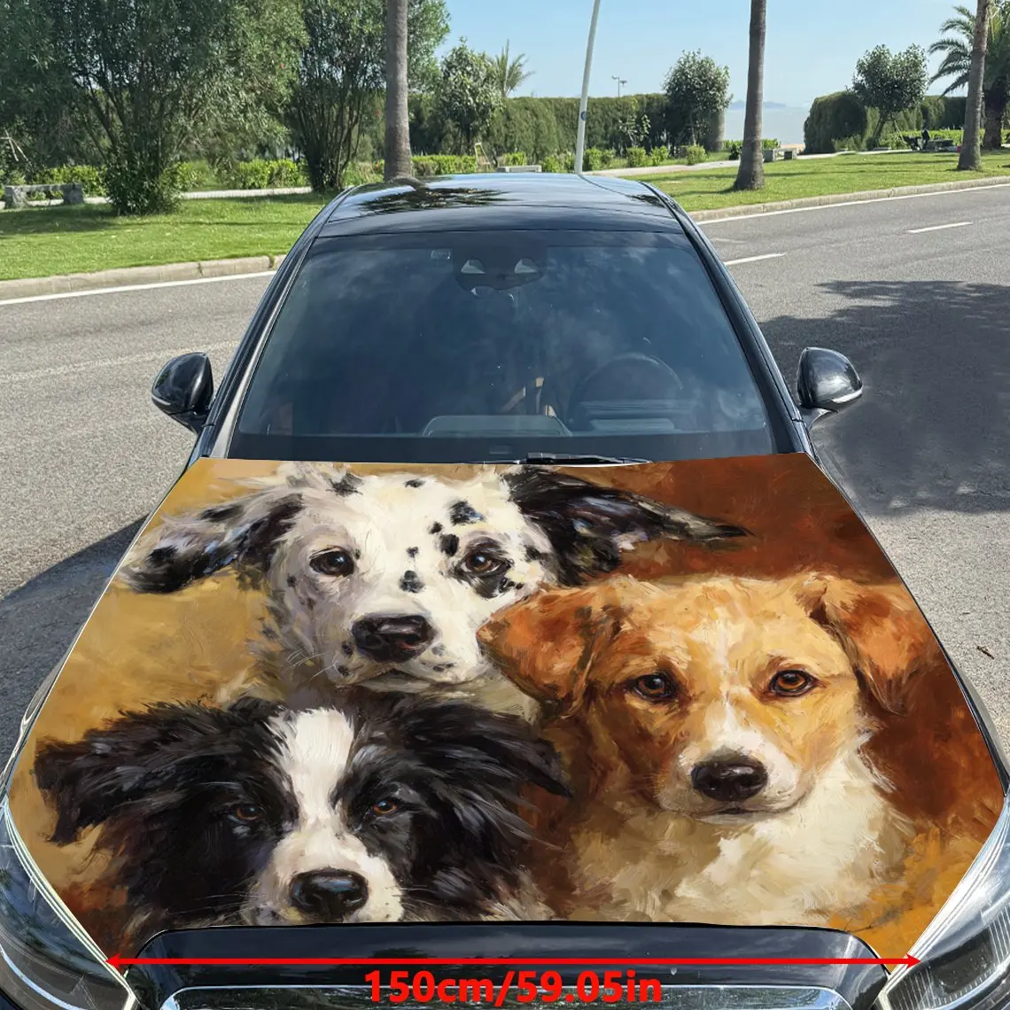Stacking Playful Dog Pattern Car Hood Stickers, Decorative Car Packaging Paper, Bold Designs, Halloween Decorations, Car Parts A