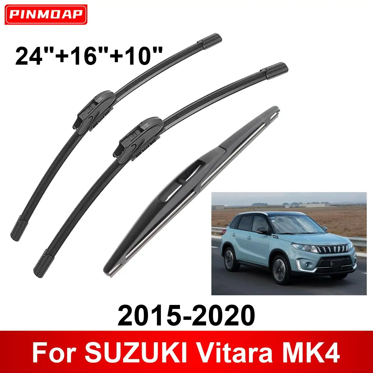 3PCS Car Wiper For SUZUKI Vitara MK4 2015-2020 Front Rear Wiper Blades Brushes Cutter Auto Accessories 2016 2017 2018 2019 2020