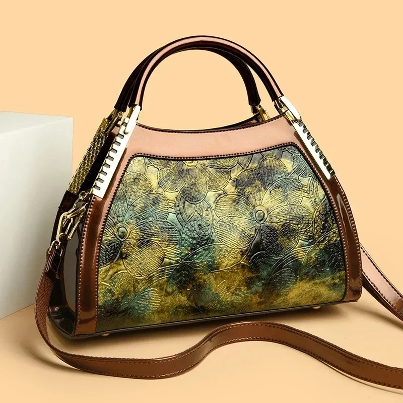 

Exquisite Retro Flower Pattern PU Hobos Handbags Sense of Luxury Color Matching High Quality Shoulder Bags 2025 Fashion Hot Sale