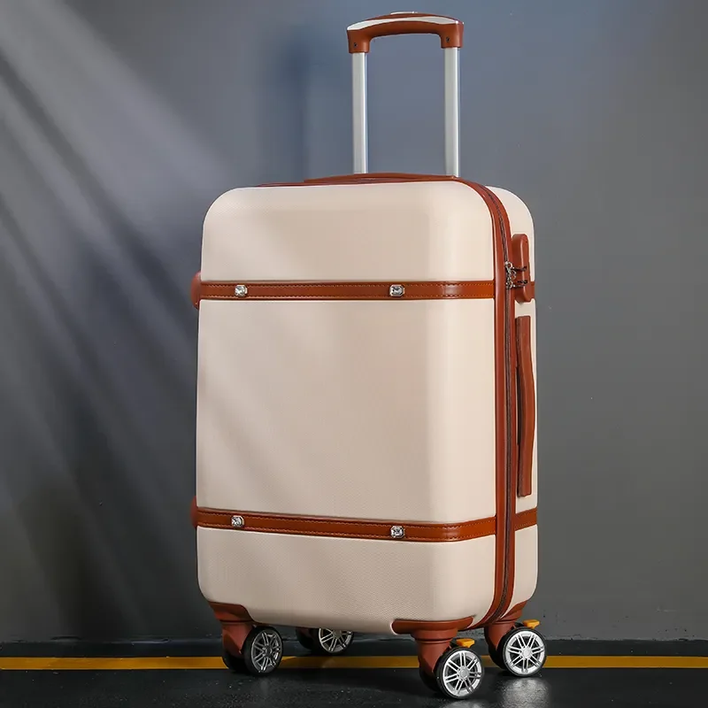 Ensemble de bagages à roulettes pour femmes, valise de voyage BLOLock, sac à cosmétiques universel, ensemble de bagages à roulettes rétro, mode, 2 pièces