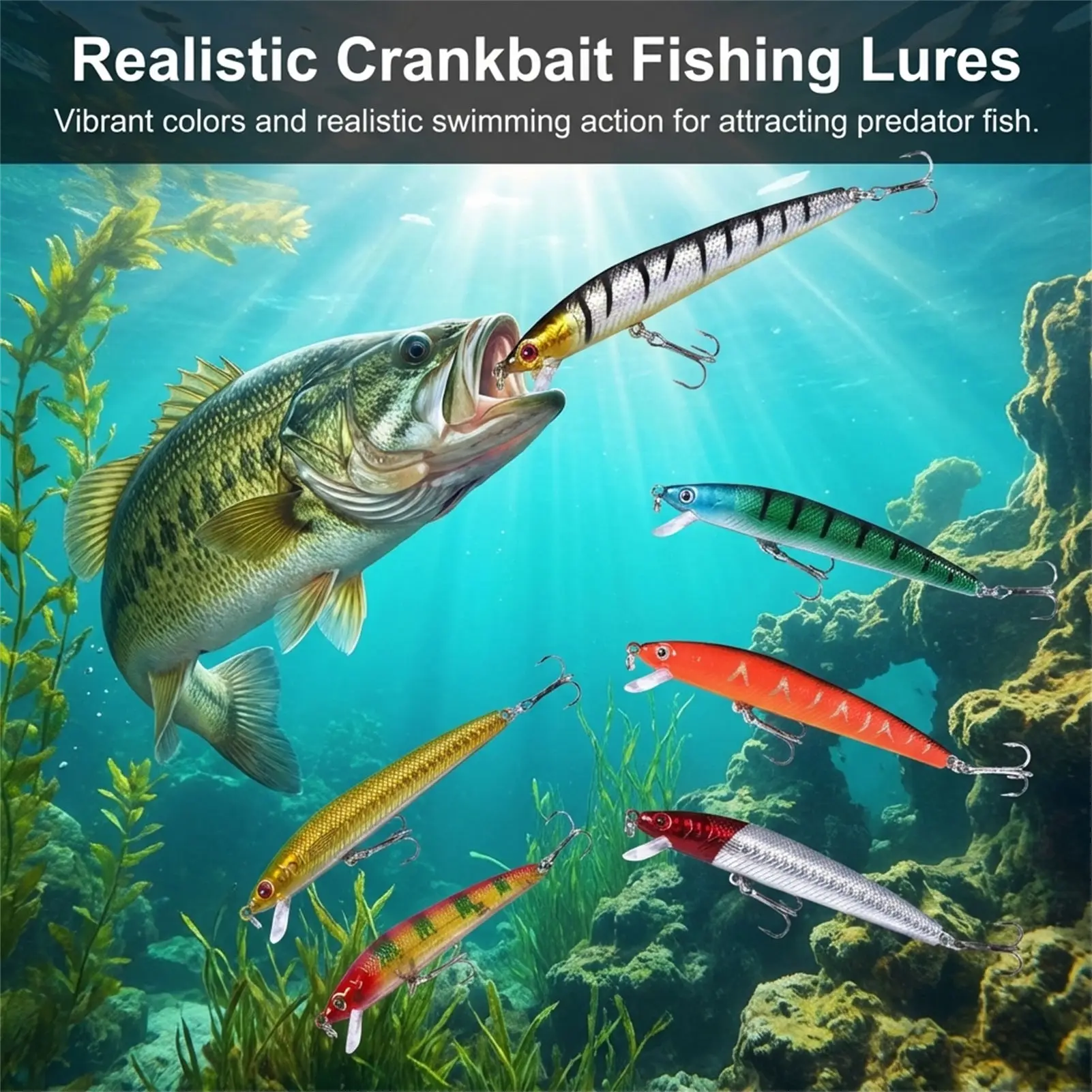 Señuelos de pesca flotantes portátiles – Kit agua dulce y salada - imagen 2