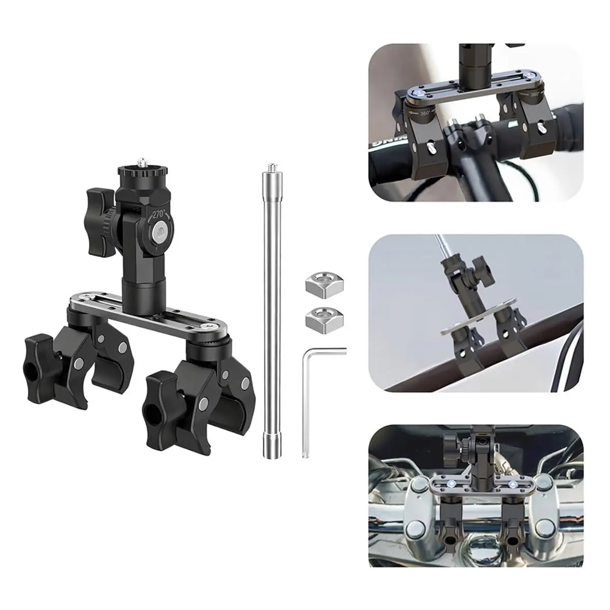 

AD10 Bicycle Motorcycle Clamp Mount for Action Camera 360 Degree Rotatable Off Road Camera Mount for DJI Osmo 360 Insta360 X5