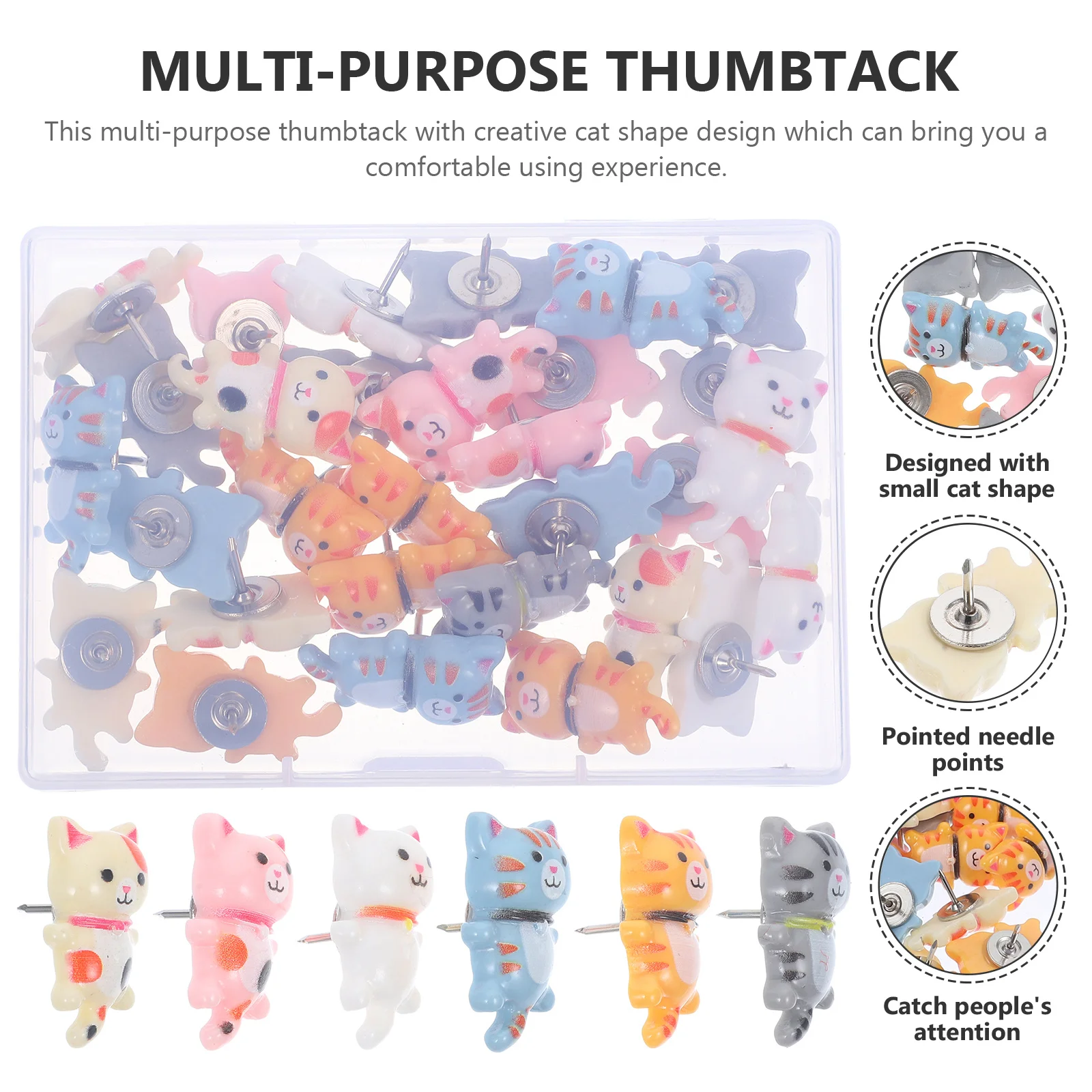 30 قطعة دبابيس ضغط القط مسامير الإبهام الزخرفية للوحة الفلين دبابيس خريطة معدنية صغيرة مكتب مكتب الملحقات لوحة الإعلانات المسامير الجدار