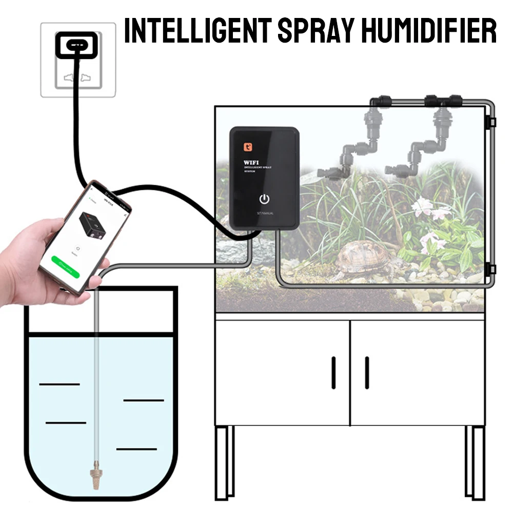 Automatic Mist Rainforest Timing Spray System Kit APP Control WiFi Irrigation Timer Intelligent Reptile Spray Humidifier