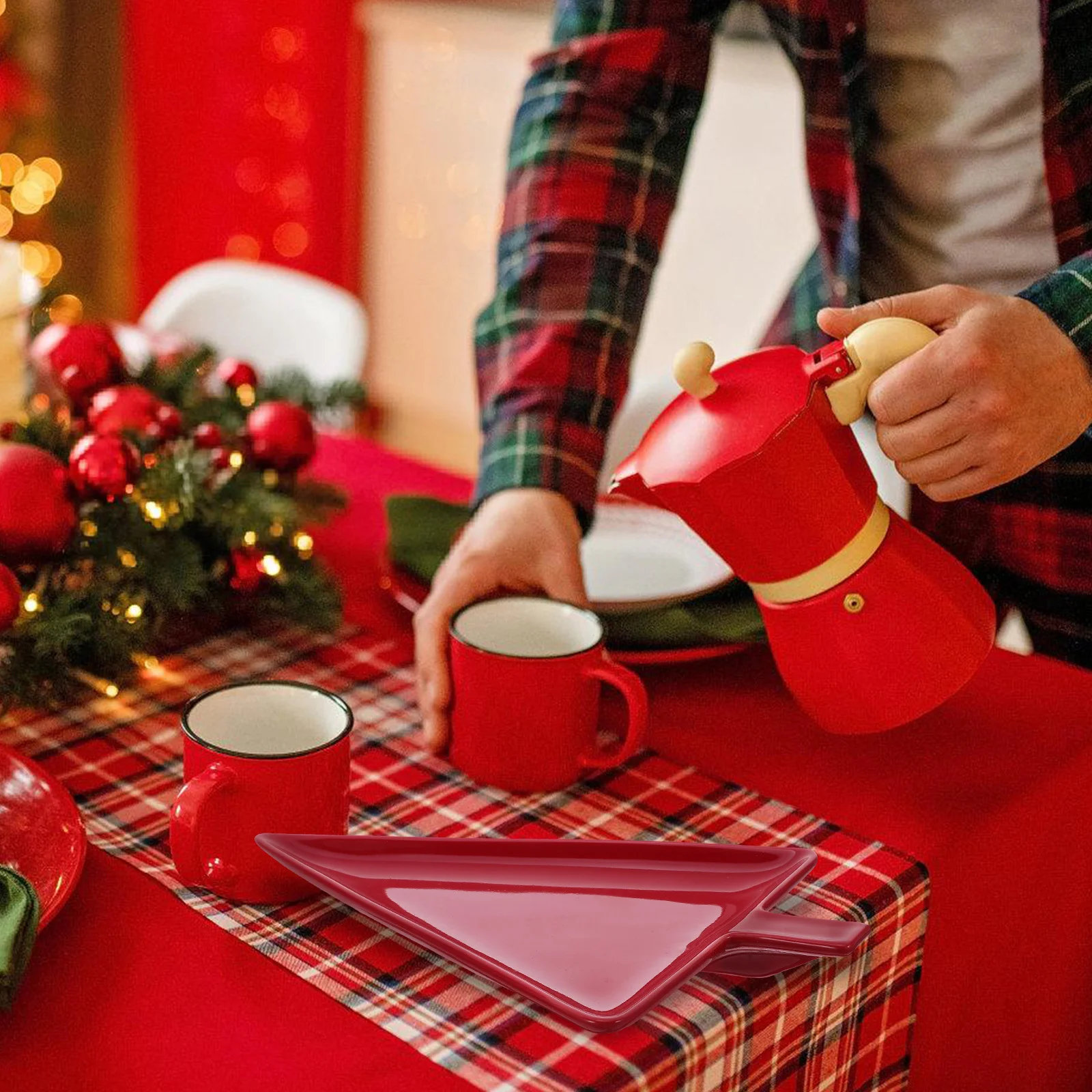 

Christmas Tree Shaped Ceramic Plate Medium Holiday Serving Tray for Cookies Desserts Candy Fruits Christmas Candy Dish