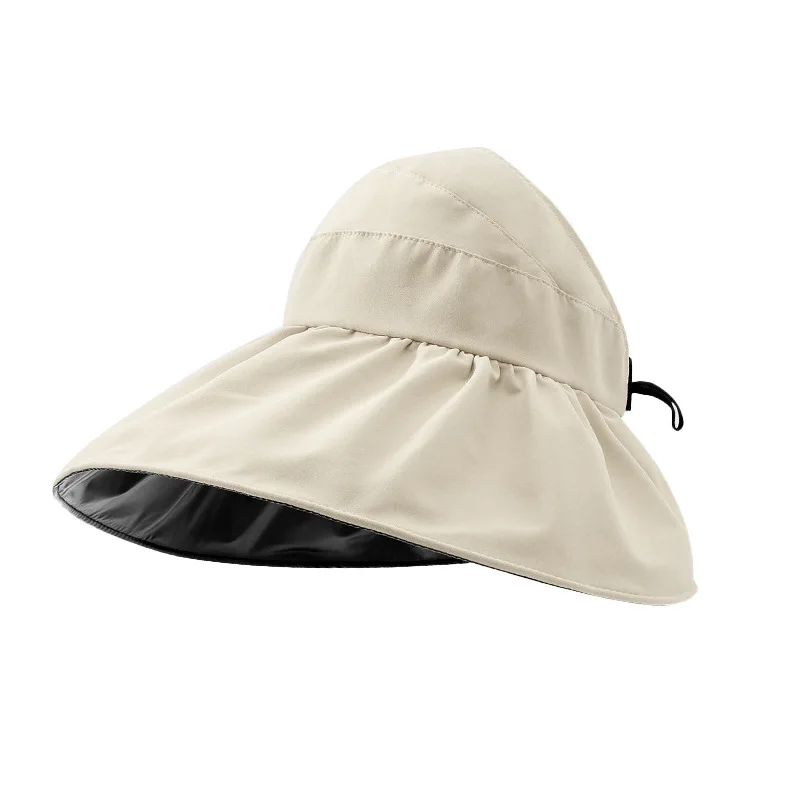 Sunscreen Hat for Women, Foldable, Face Covering, Summer Sunshade, Beach Big Edge, Ponytail, Empty Top Sun Hat - view 6
