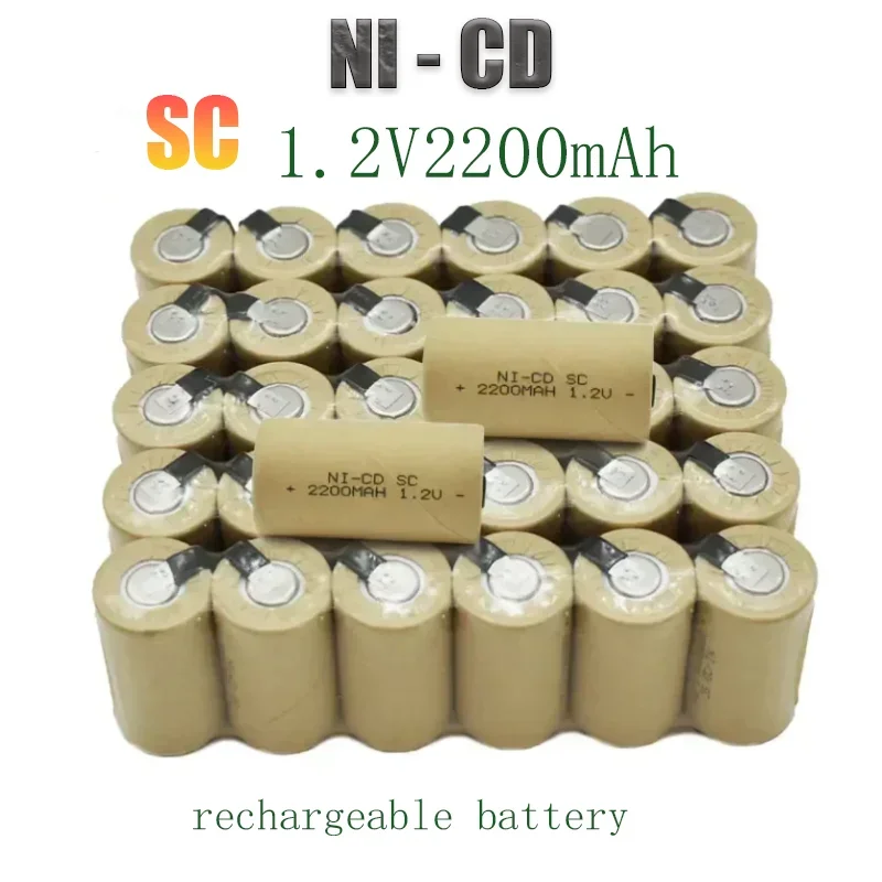 2-60pcs Screwdriver Electric Drill SC Batteries 1.2V 2200mah Sub C Ni-Cd Rechargeable Battey with Tab Power Tool NiCd SUBC Cells