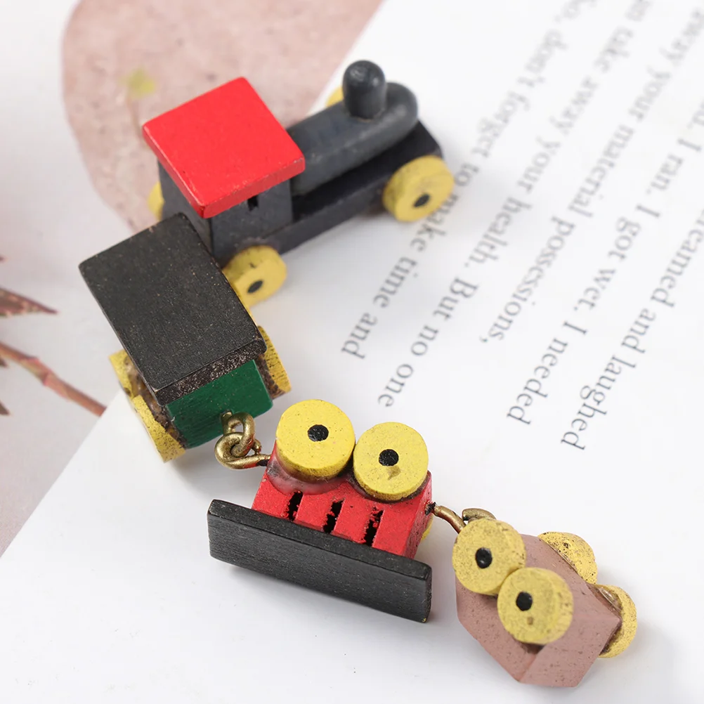 

3 Pcs Toy House Train Child Xmas Decorations Pull-back 970X180X110CM Wood Wooden