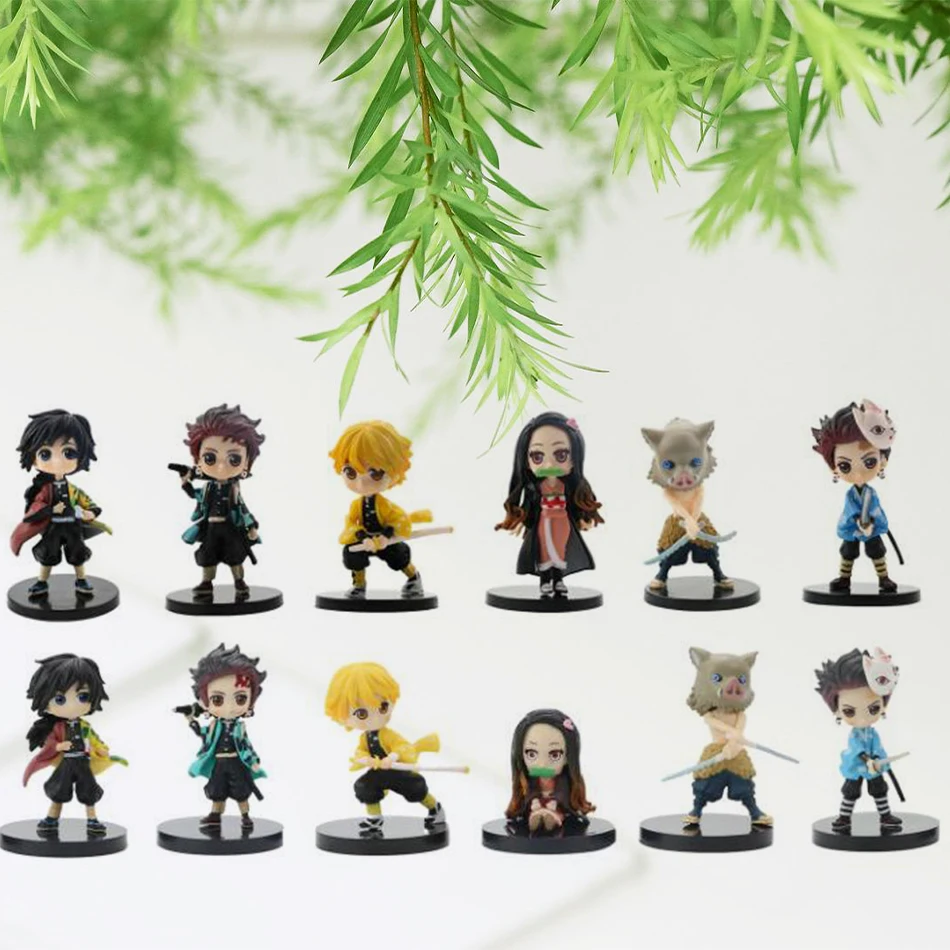 6 szt. Figurki Demon Slayer Anime 7cm Dekoracja Tortu Anime Kreskówka Kamado Nezuko Agatsuma Figurka Lalka Ozdoba