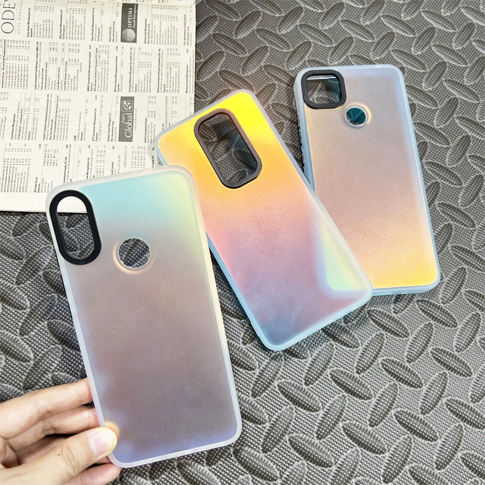 Iridescent Laser Clear Matte Gradient Color Case For Redmi 9C 10C 12C 9A Note 7 9S 9 8 Pro Lens Protection Shockproof Cover Capa