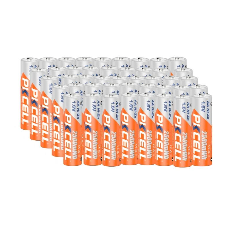 40PC PKCELL AA 배터리 2500MWH 2A 1.6V NIZN AA 충전식 배터리 Baterias Bateria 장난감 원격 제어 카메라