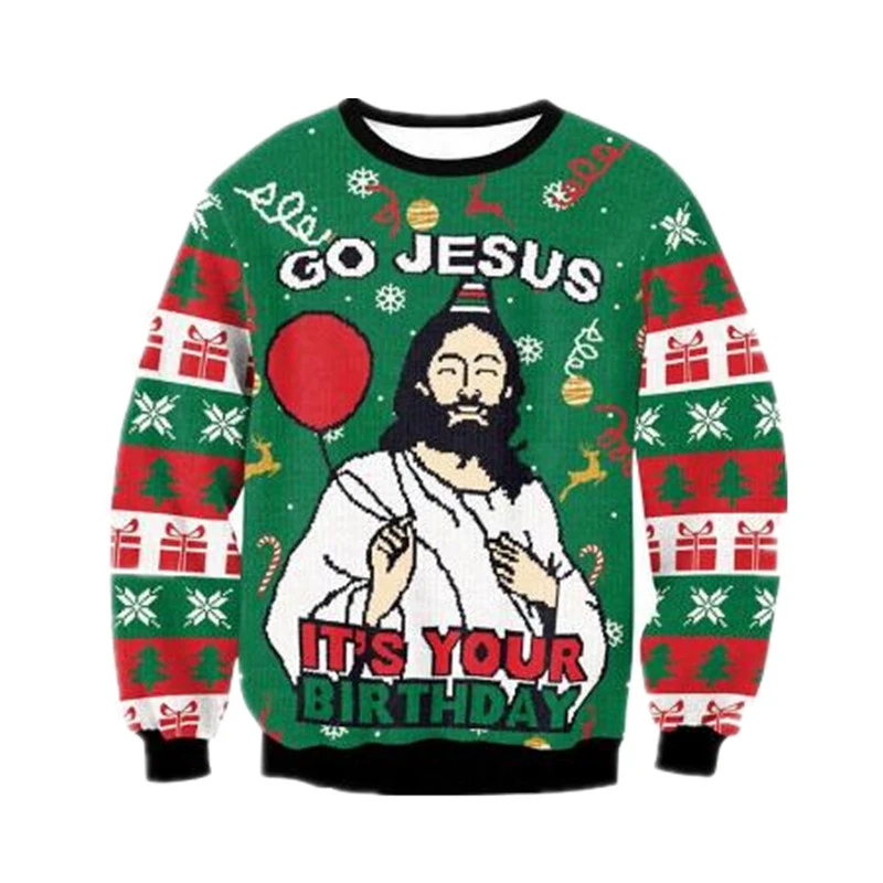 Christmas Funny Printing Men's O-neck Sweatshirts Polyester Casual Pullovers For Male Clothing 3d Graphic Long Sleeve Tops