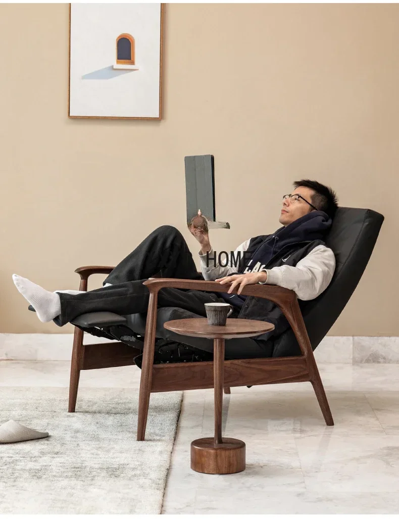 Functional Sofa Chair Black Walnut Nordic Living Room Lazy Reclining Adjustable Single Armchair