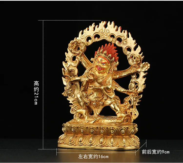 unique Buddha 21CM HOME Talisman efficacious Tibetan Buddhism Mahakala Mahesvara gold figure copper statue