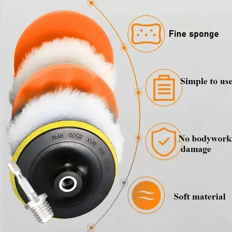 Sponge Polishing Pad 3/4/5/6/7 Inch Backing Plate Compound Buffing Pad Kit for Car Buffer Polisher Compounding Waxing Sanding
