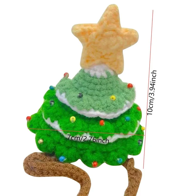 Knitted Christmas Hat For Pet Cats Dogs Hand Knitting Beaded Christmas Tree Santa Hat Caps For Pet Headwear Cute Pets Xmas Decor