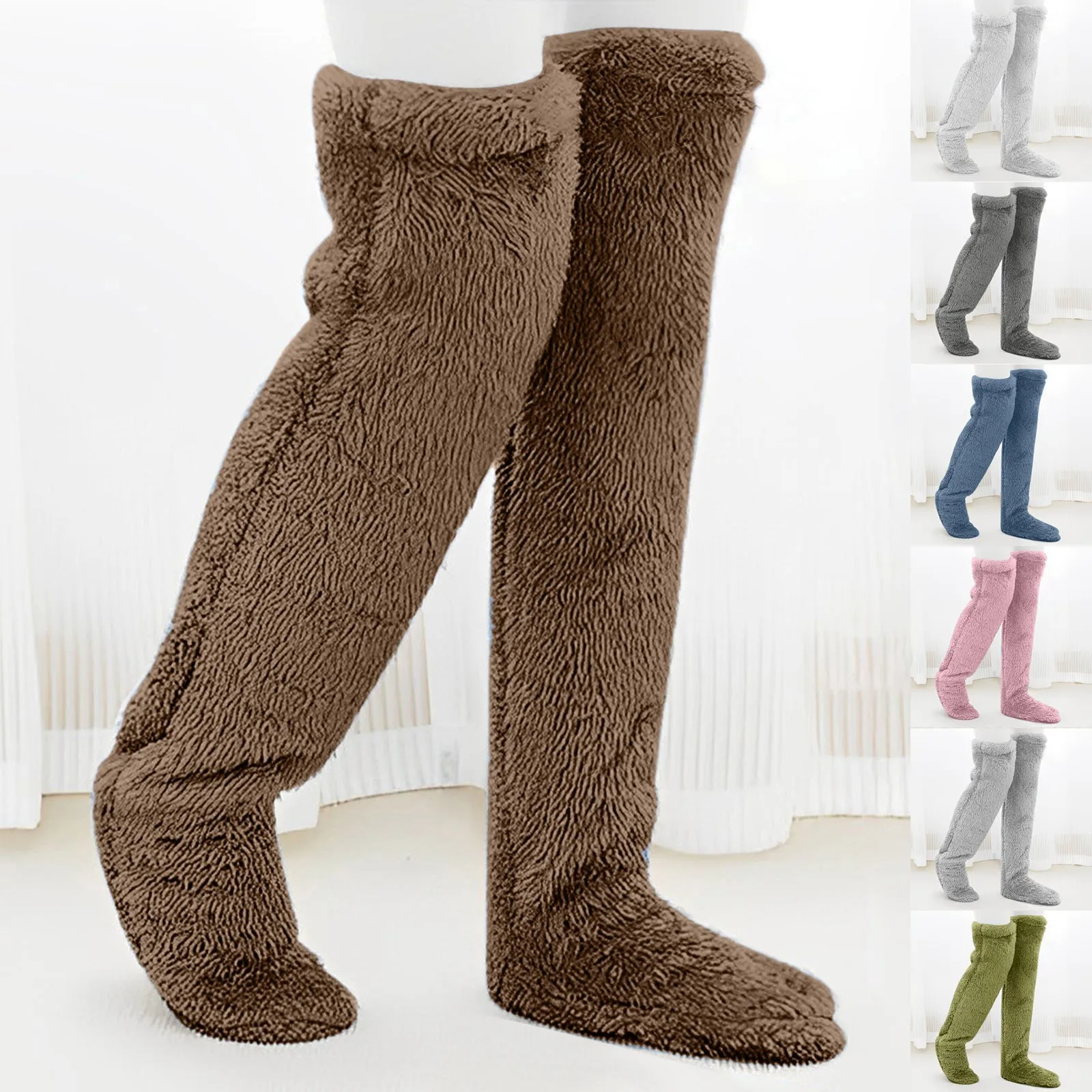 Thigh High Fuzzy Socks Ladies Fluffy Fur Socks Bed Sleeping Warm Socks Legging Stocking Plush Leg Warmers Over Knee Foot Protect