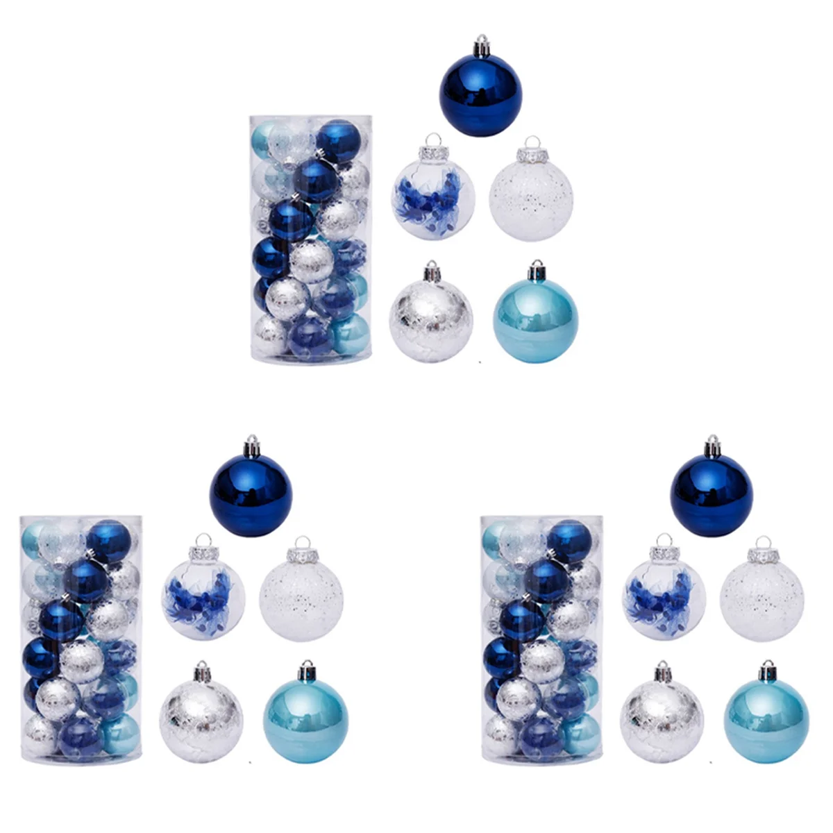 90Pcs Christmas Balls 6cm for Tree Blue Christmas Balls Plastic Christmas Tree Ornaments Decorations Home Pendants