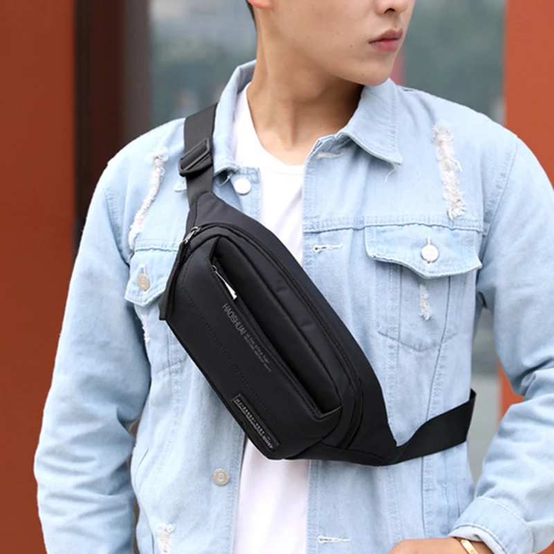 High Quality Men Nylon Hip Bum Fanny Pack Money Pouch Multi-Pocket New Fashion Sling Crossbody Chest Pack Male Waist Belt Bags