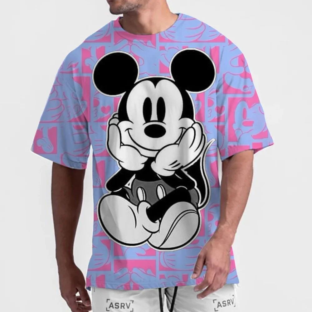 

Disney Summer Men Mickey Mouse Pattern T-Shirt Fashion Tops Tees Male Cartoon Short Sleeve Clothing Casual Outfit Streetwear