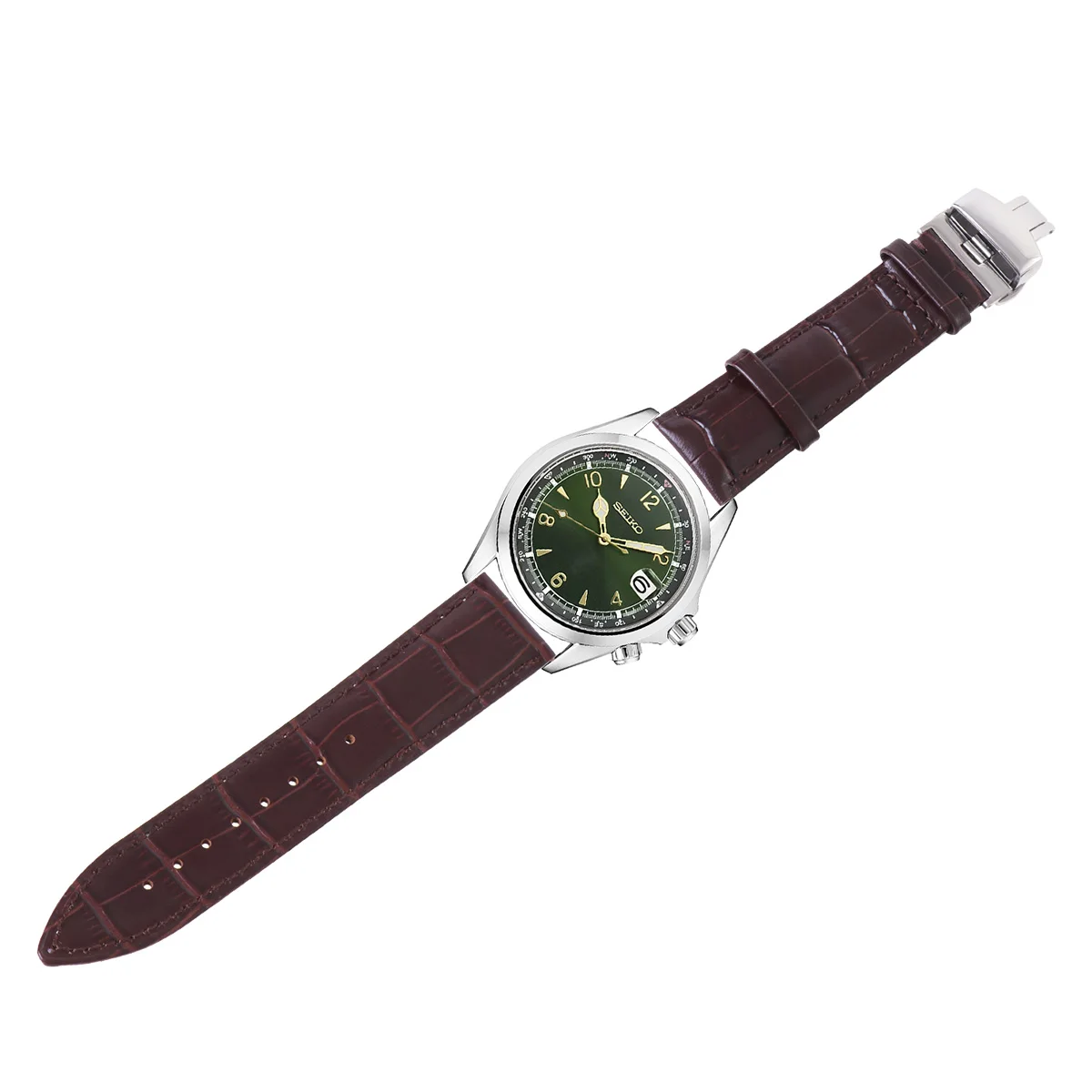 

22mm Black Cowhide Watch Strap Replacement Durable Comfortable Band Strap Soft Texture Double Press Buckle Watch Band