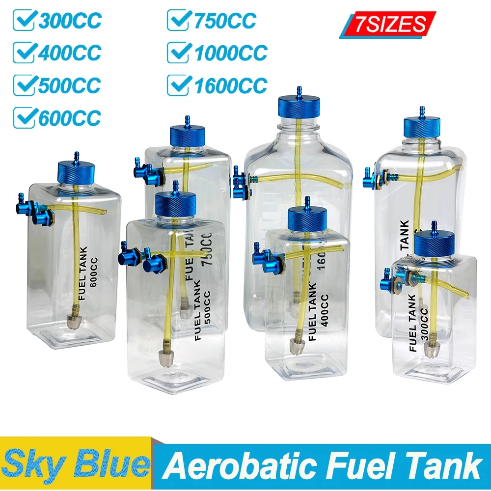 1PC Fuel Tank Petrol Transparent Plastic Bottle 300/400/500/600/750/1000/1600ML/CC CNC Aluminum Alloy for Gas and Nitro Airplane