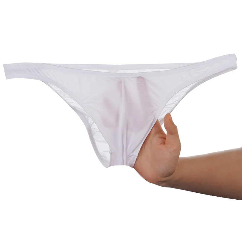 Men\'s Sexy Transparent Briefs low waist Triangle Pants Male Shorts Breathable Lingerie Ice Silk Panties Underpants