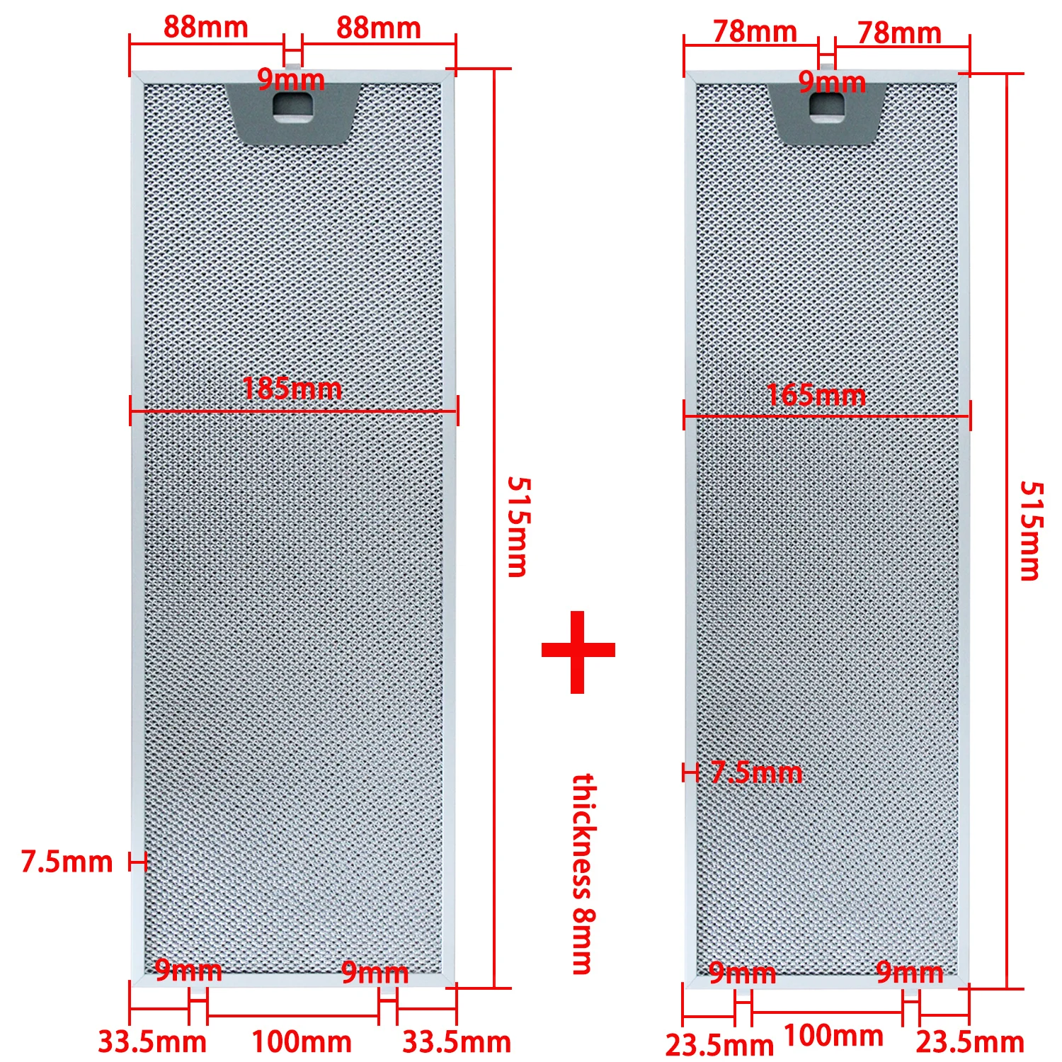 طباخ هود مجموعة مرشحات 515x165 + 515x185 ملم المطبخ النازع شفاط المطبخ الشحوم تصفية الألومنيوم