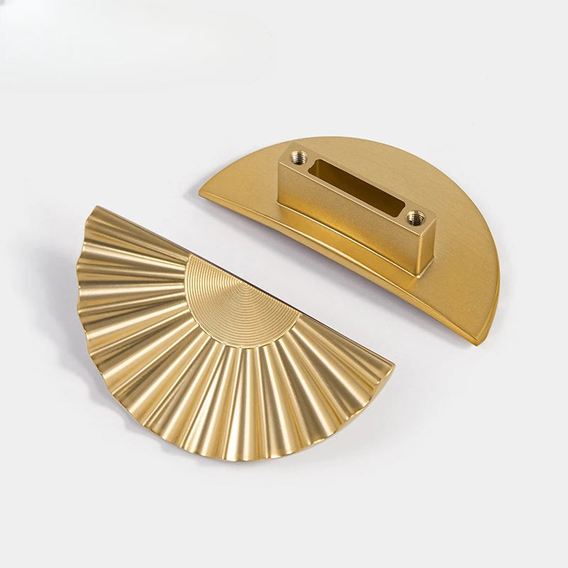 Light luxury wardrobe door pull hand type semi-circle fan handle gold cabinet drawer door handle hardware furniture accessories