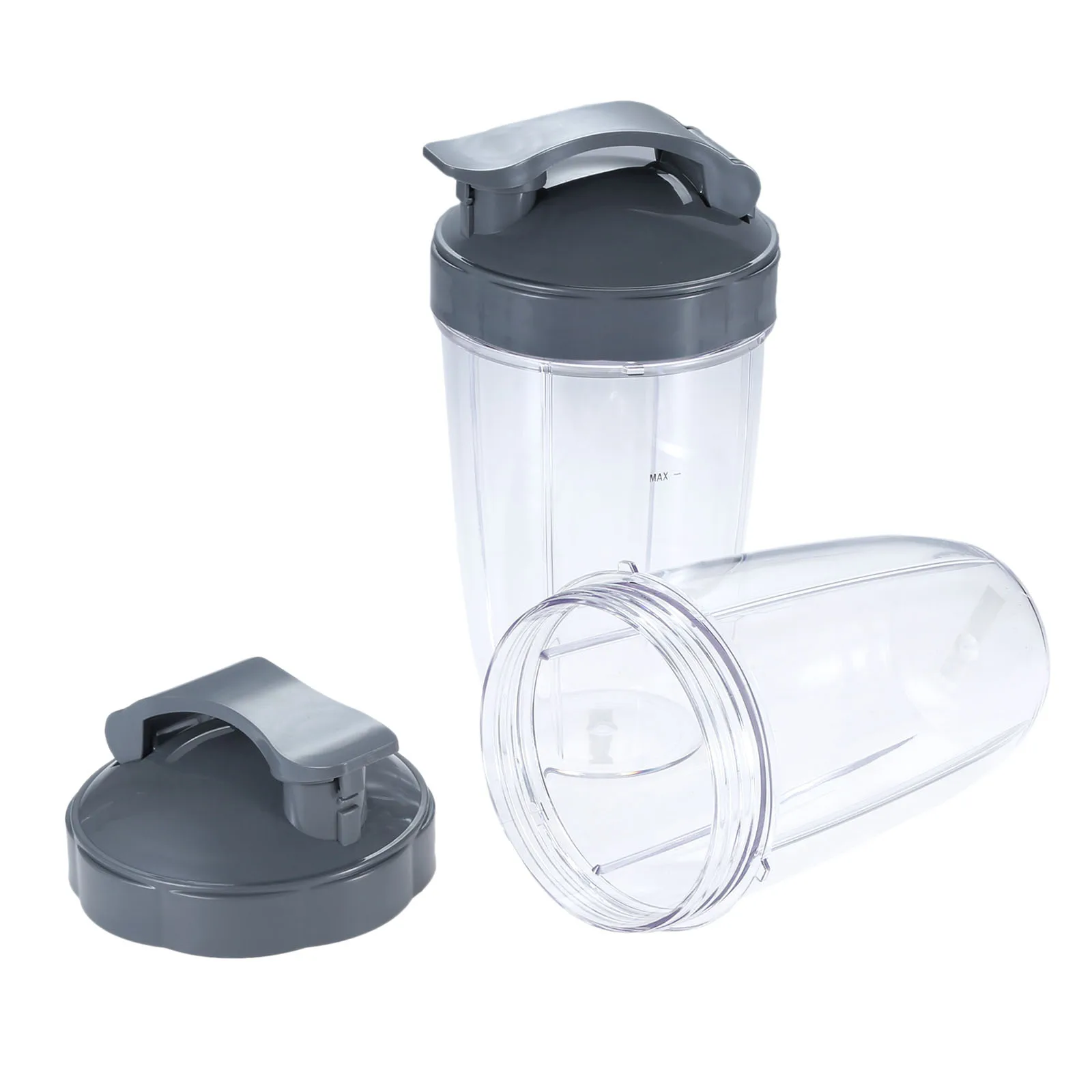 Juego de 2 vasos de repuesto de 24 oz compatibles con la licuadora Nutri Bullet Jucer 900W 600W con tapa plana Nutribullet Flip Top To Go Lid NB-101B