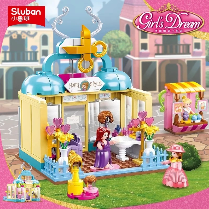

Small Town Series Building Blocks Hair Salon Street Scene Small Particles Children Assembly Model Princess Dream Ornaments Gift