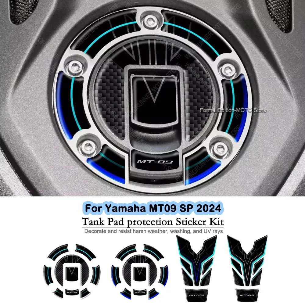 

Аксессуары для мотоциклов MT 09 MT09 SP 2024, водостойкая и устойчивая к царапинам 3D эпоксидная топливная крышка, наклейка на бак, защитный стикер в комплекте