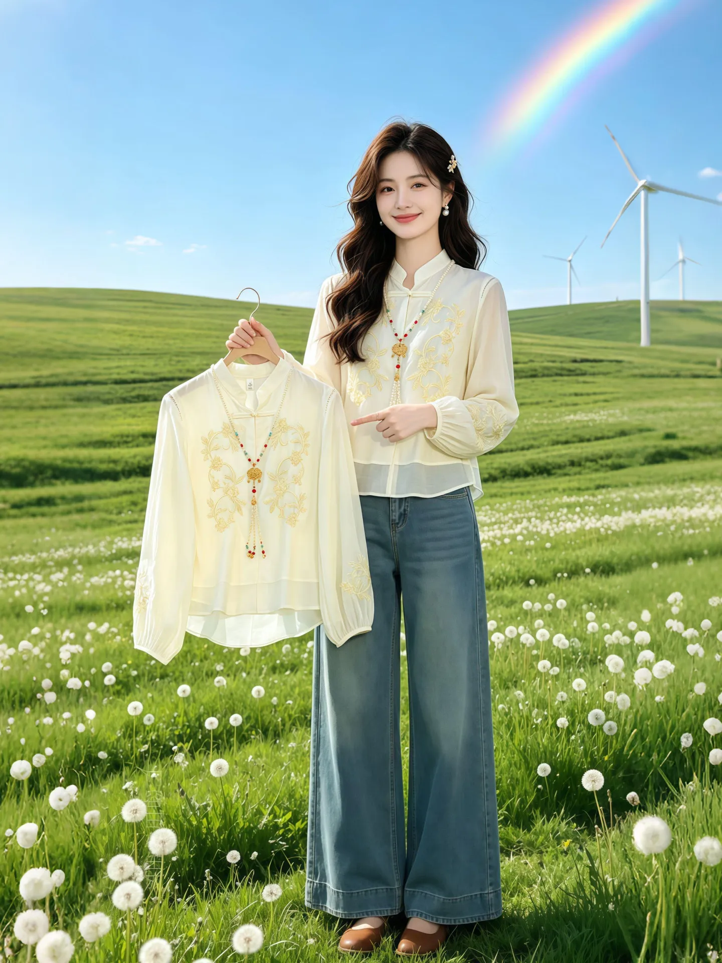 

Элегантная женская рубашка с вышивкой, воротником-стойкой, на пуговицах, с длинным рукавом, дышащая, модная, для повседневной носки, в китайском стиле