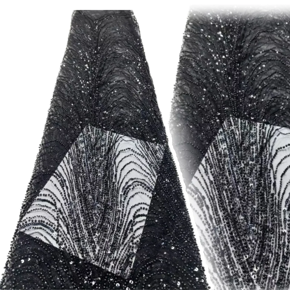 

Новейшая вышивка в африканском стиле с блестками, кружевная ткань высокого качества, нигерийские французские бусы, тюлевое кружево для женщин, свадебное платье CC1222