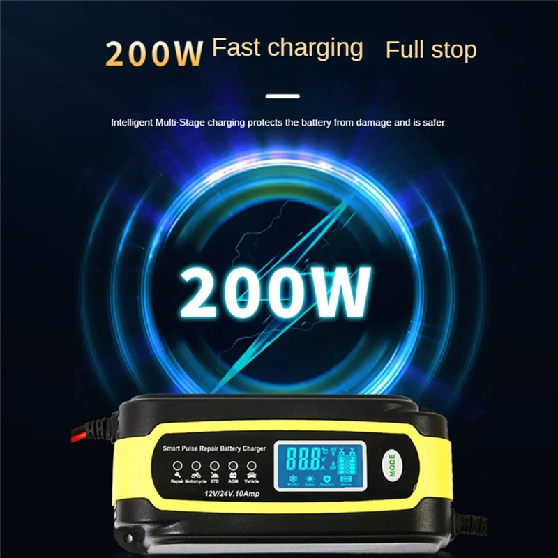 12V/10A 24V/5A Car Battery Charger Automatic Smart Pulse Repair Battery Charger Maintainer For Car Motorcycle