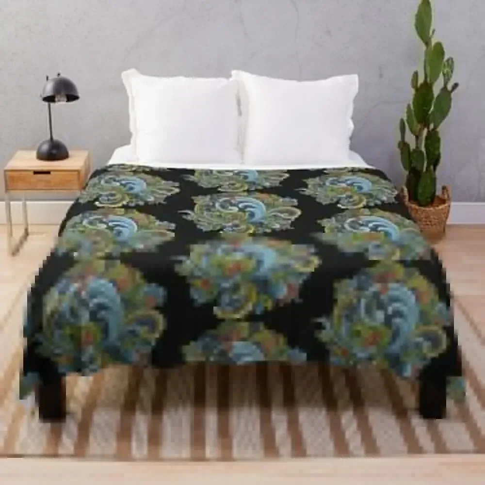 

Traditional Norwegian Telemark Rosemaling Throw Blanket Soft Sherpa Fleece Warm Blanket for Winter