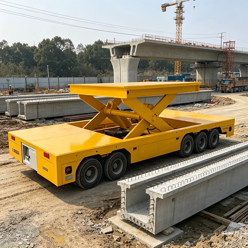Customized Trackless Steel Pipe Transfer Trolley 45Ton Lithium Battery Remote Industrial Workshop Material Handling Cart