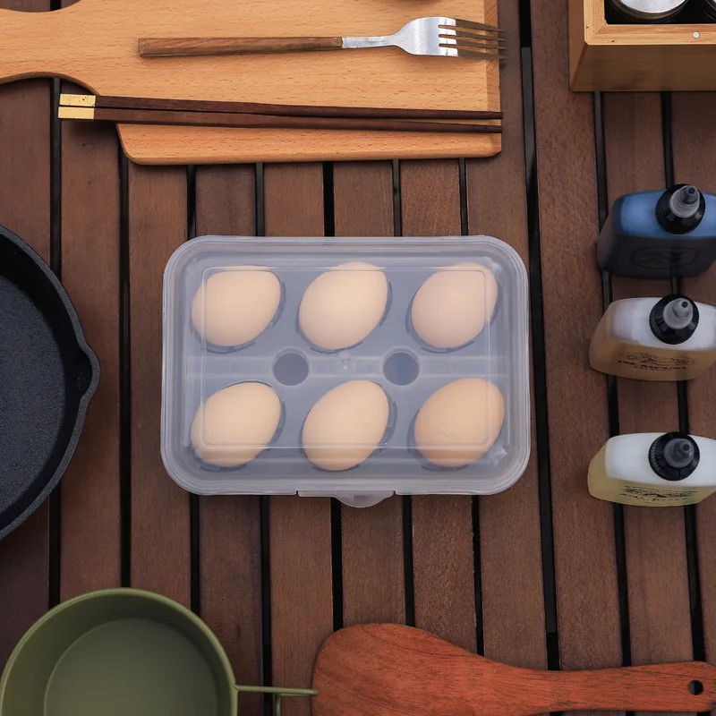 

6-Count Clear Egg Storage Box Portable Egg Holder Case For Refrigerator Camping Picnic Home With 6 Grids Reusable Pp Material