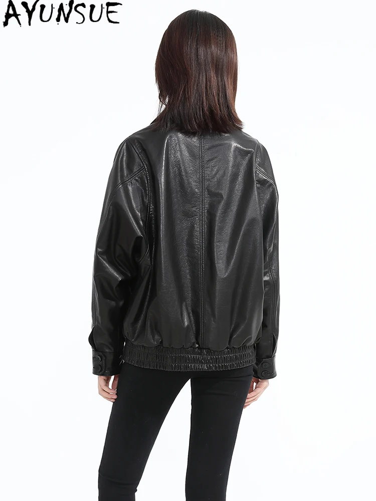 AYUNSUE 100% echte koeienhuid leren jas vrouw 2025 herfst vintage gewaxte lederen jassen vrouw kleding hoge kwaliteit 가구 Alla Alla Allaidad