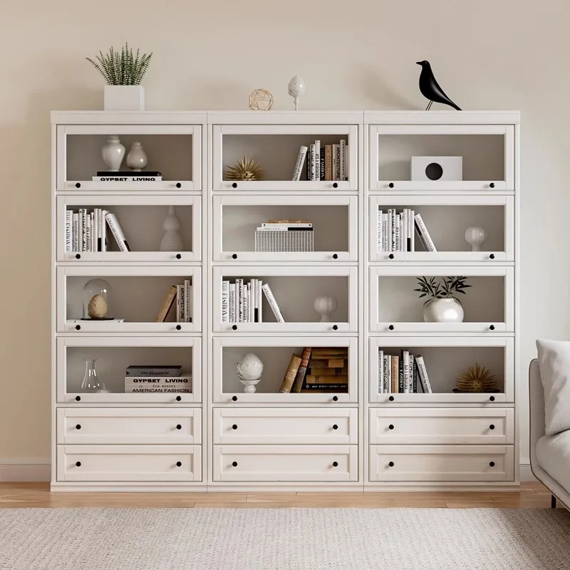 

Solid wood floor-to-ceiling household cabinet Children's bookshelf Display cabinet Modern simple living room storage Dust-proof