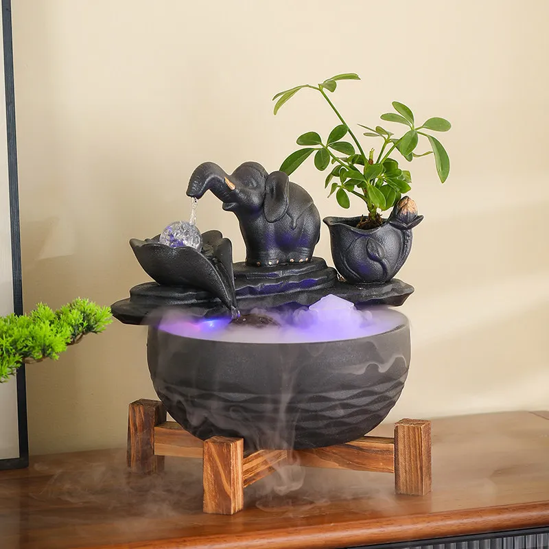 Flowing water makes money ornament water feature water wheel home living room desktop office fountain circulation