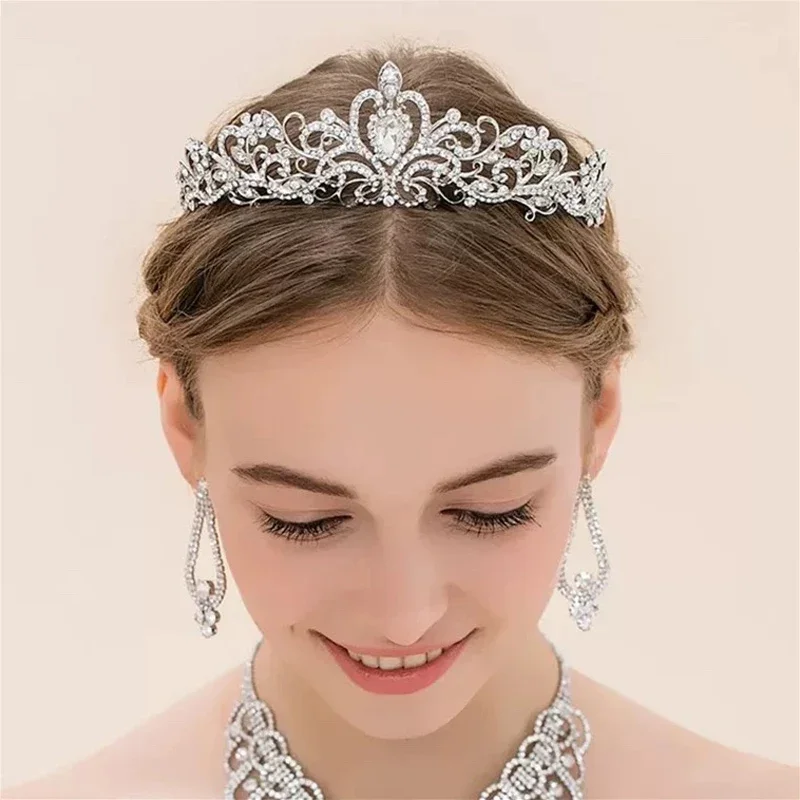 Silver Gold Color Crystal Crowns Bride Tiara Fashion Queen for Wedding Crown Headpiece Wedding Hair Jewelry Accessories