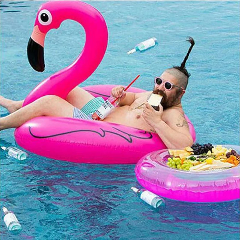 Rooxin Inflatable Flamingo Swimming Ring for Adult Teens Swimming Circle Floating Ring Inflatable Pool Floats Toys Beach Party