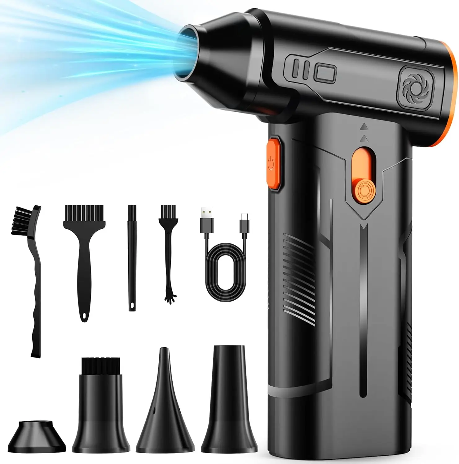 

130,000RPM Cordless Electric Air Duster with Adjustable Speed and Nozzles for Home, Car, and Electronics Cleaning