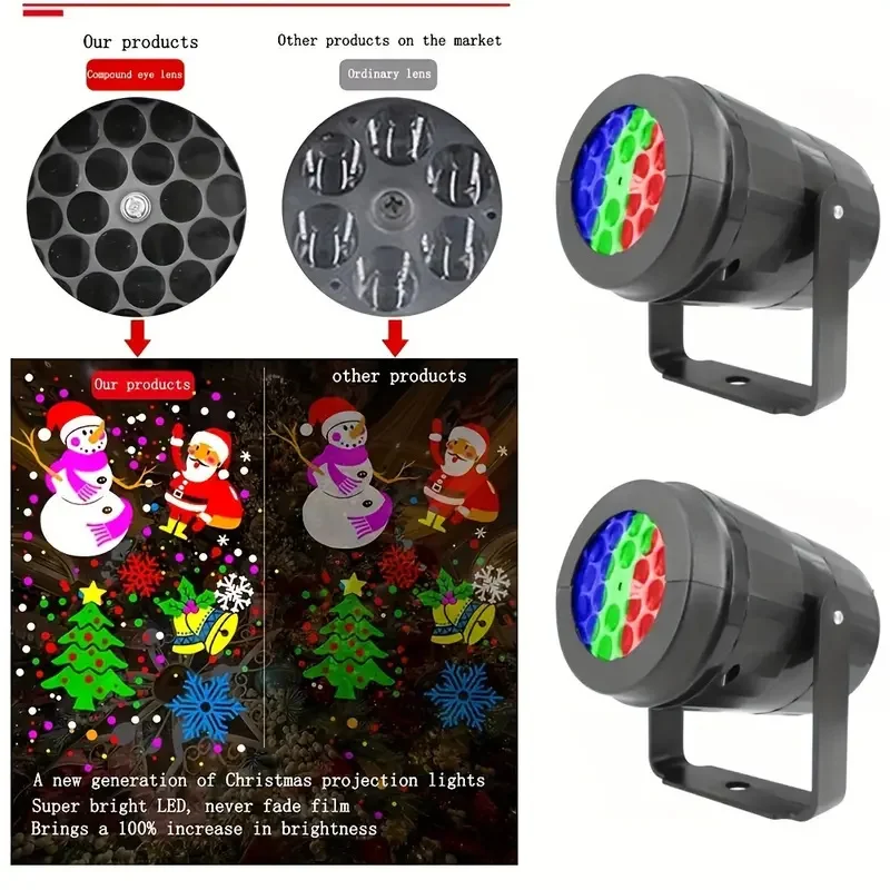 Christmas Projector Snowflake Party Stage Laser Light 360 Rotating LED Christmas Lights Indoor Outdoor Christmas Decoration