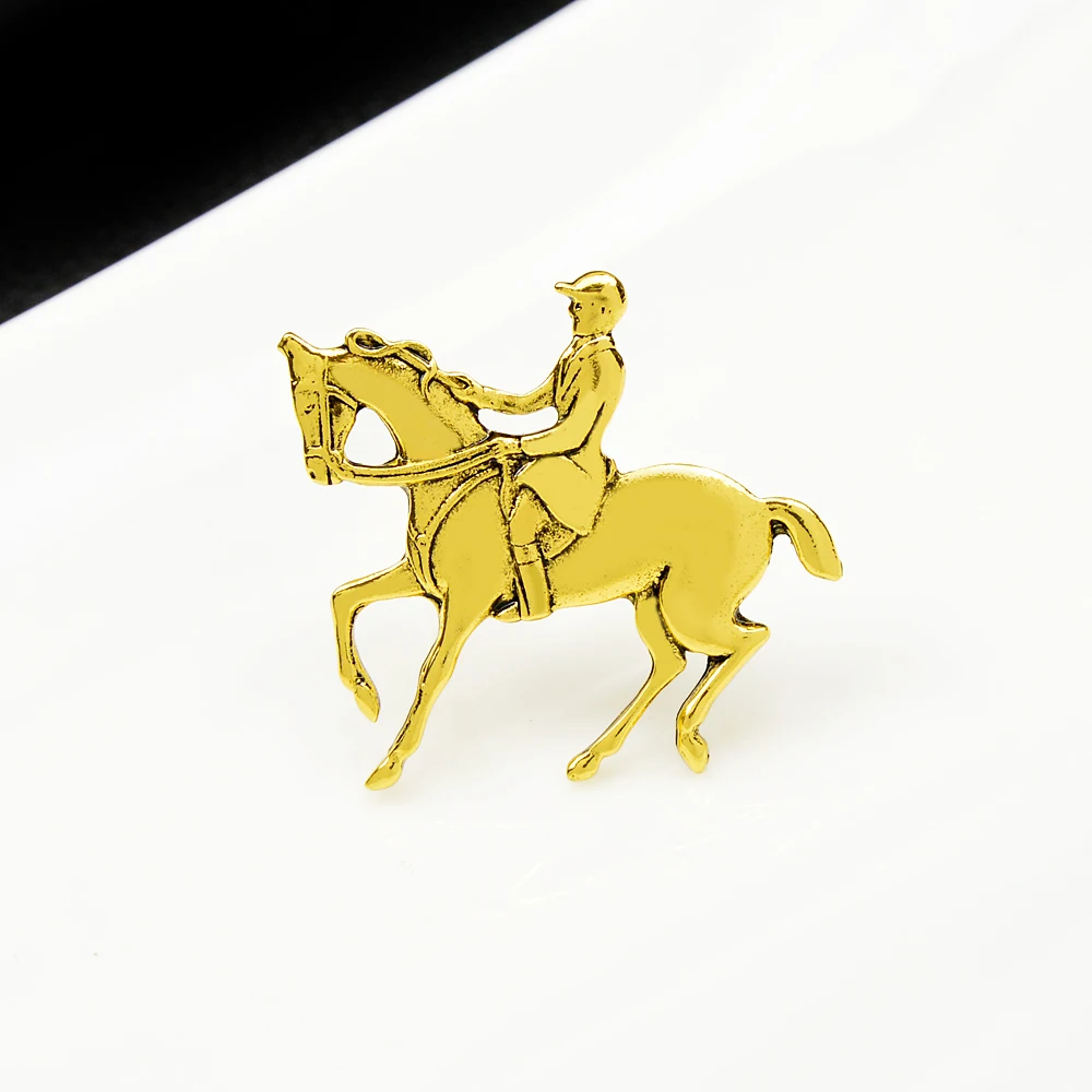 CINDY XIANG Man On Horse Brooch Vintage Animal Pin Badages Classic Design 2 Colors Available New Arrival 2022