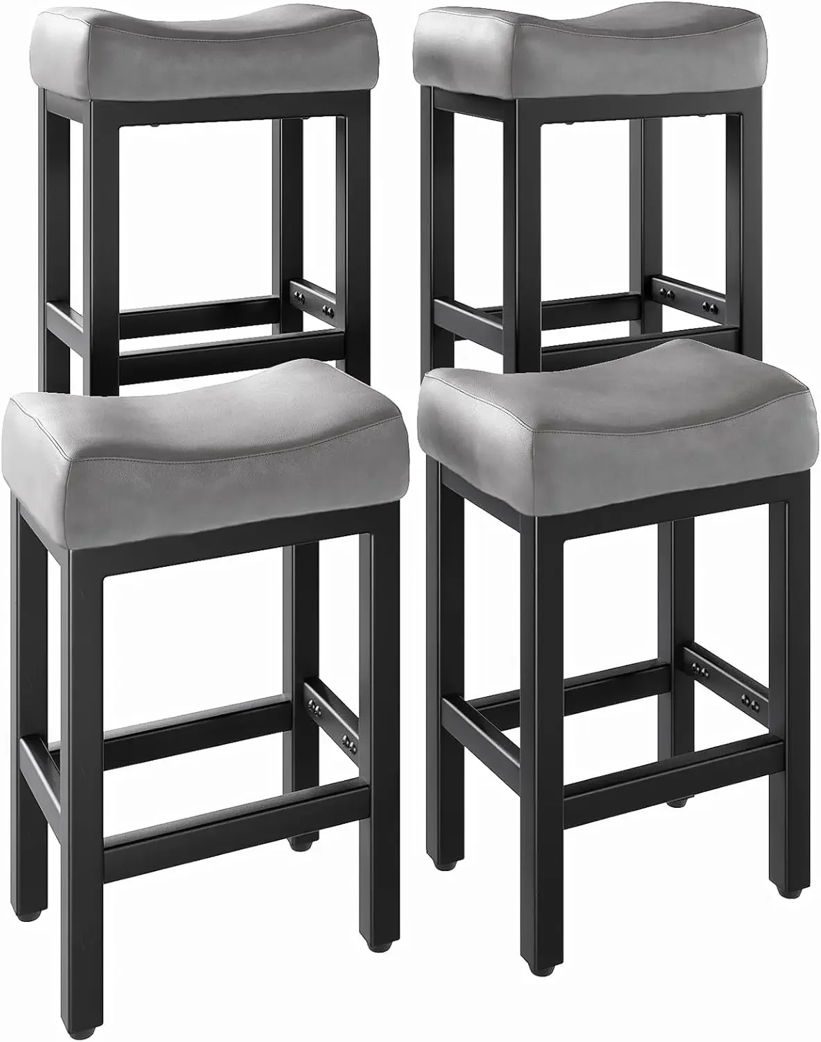 Counter Height Bar Stools Set of 4, 24 Inch Barstools for Kitchen Island Counter, Bonded Leather Kitchen Stools