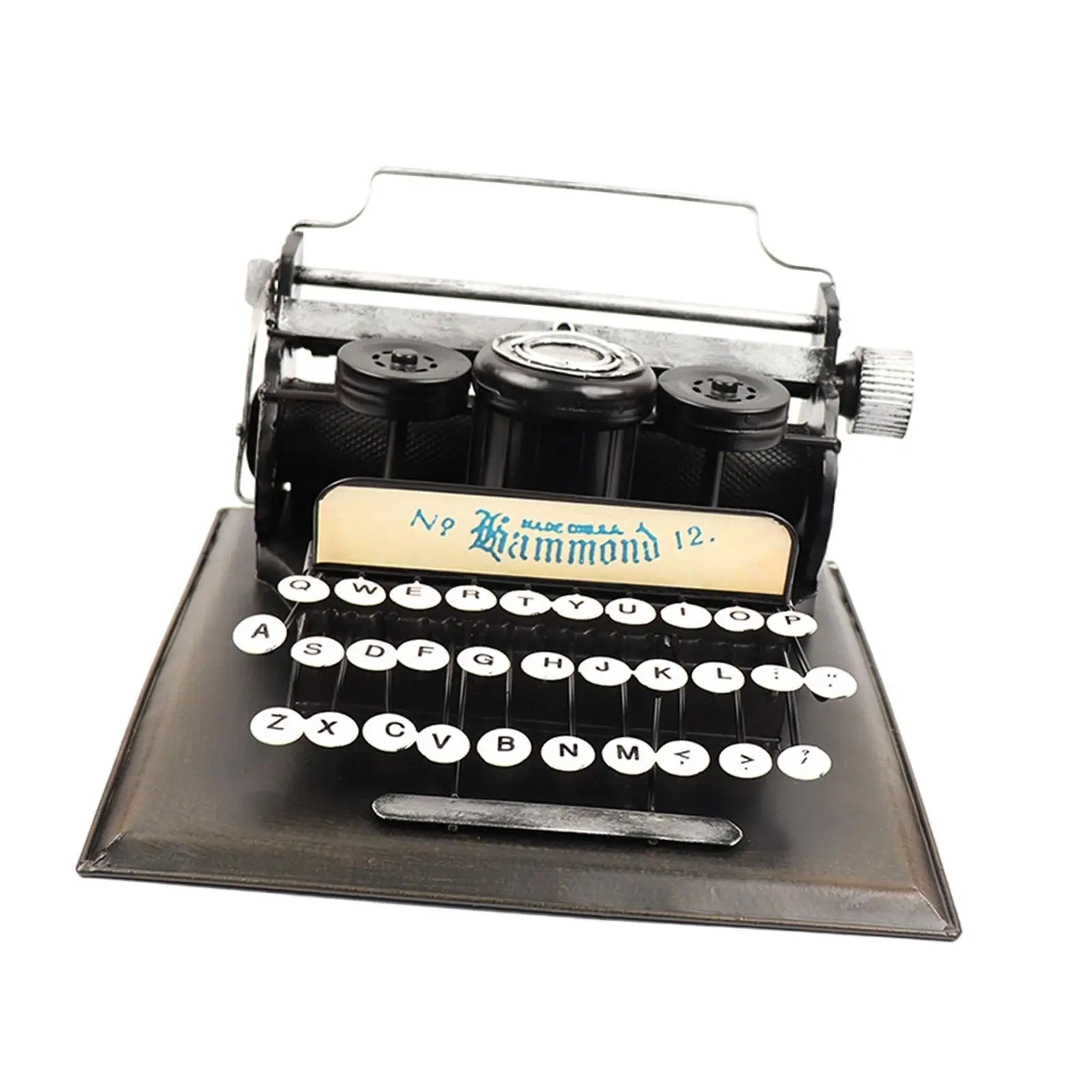 Retro Design Iron Typewriter Model Statue for Men Women 11.4x11.4x6.3inch